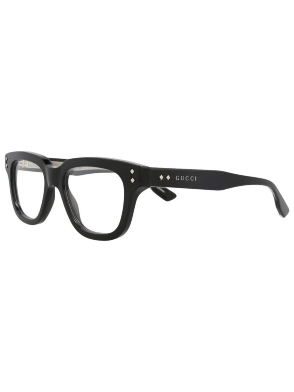 New Gucci Women's Eyeglasses Square Rectangle Acetate Frame Mens Black Black
